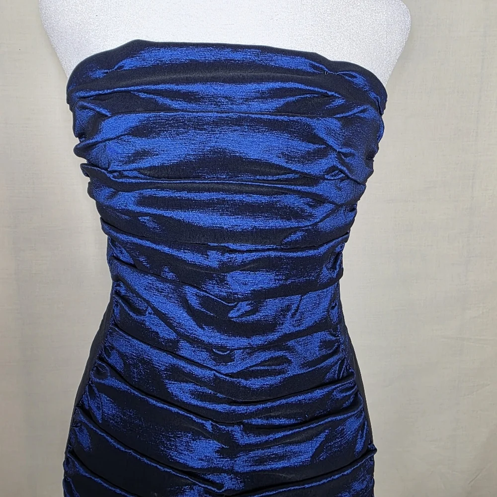 Jessica McClintock Sleeveless Blue Mini Dress Ruffled Party Prom Dress Size 10 - Picture 5 of 9